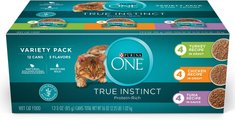 Purina ONE True Instinct Turkey, Chicken & Tuna Variety Pack Canned Cat Food, 3-oz, case of 12