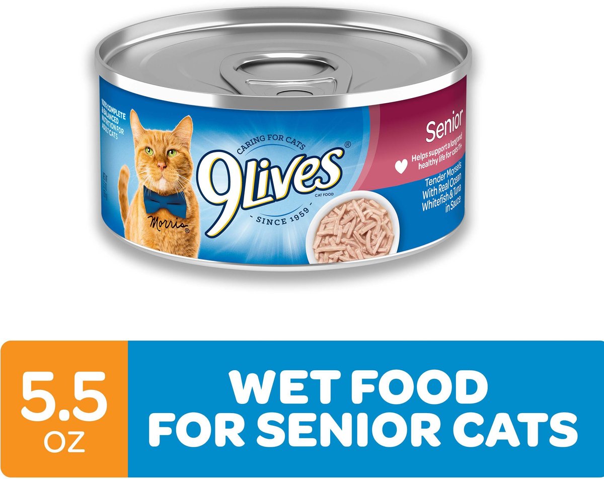 9 Lives Tender Morsels with Real Ocean Whitefish & Tuna in Sauce Canned Cat Food
