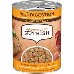 RACHAEL RAY NUTRISH Gentle Digestion Lamb Pumpkin Chicken Chunks in Gravy Canned Dog Food 13 oz can case of 12 Chewy