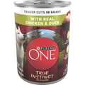 Purina ONE SmartBlend True Instinct Tender Cuts in Gravy with Real Chicken & Duck Canned Dog Food, 13-oz, case of 12