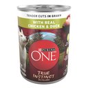 Purina ONE SmartBlend True Instinct Tender Cuts in Gravy with Real Chicken & Duck Canned Dog Food, 13-oz, case of 12