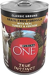 Purina ONE SmartBlend Grain-Free True Instinct Classic Ground with Real Turkey & Venison Canned Dog Food, 13-oz, case of 12