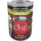 Purina ONE SmartBlend Grain-Free True Instinct Classic Ground with Real Chicken & Duck Canned Dog Food, 13-oz, case of 12