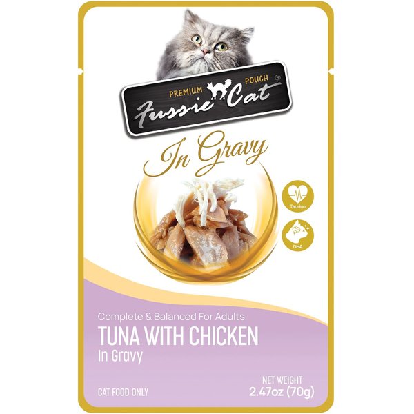 FUSSIE CAT Premium Chicken in Gravy Wet Cat Food, 2.47-oz pouch, case ...