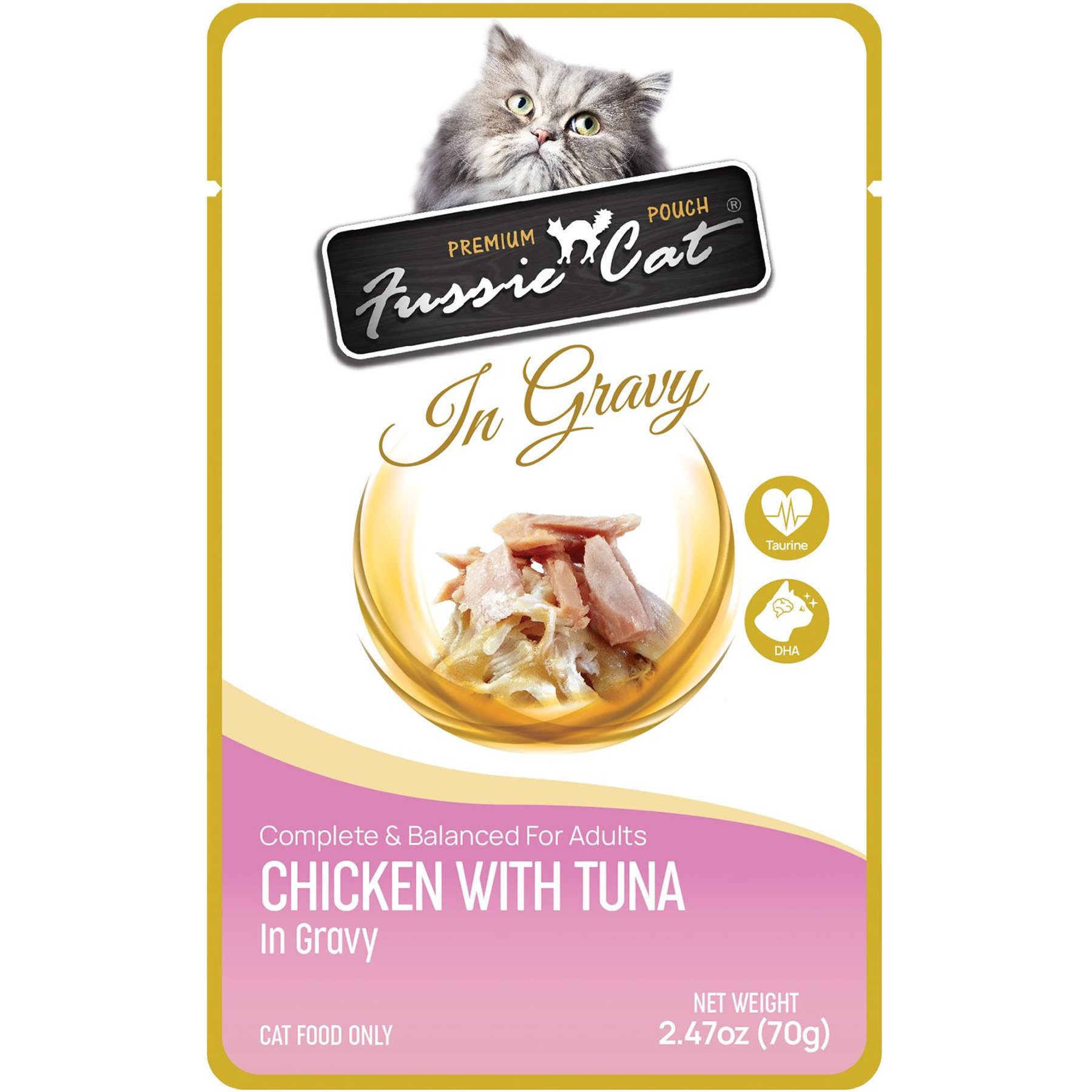 FUSSIE CAT Premium Chicken with Tuna in Gravy Wet Cat Food 2.47