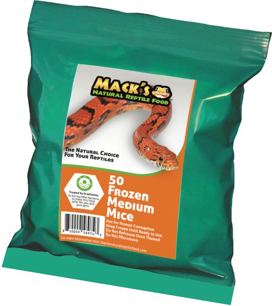 MACK'S NATURAL REPTILE FOOD Medium Mice Frozen Reptile Food, 50 count ...