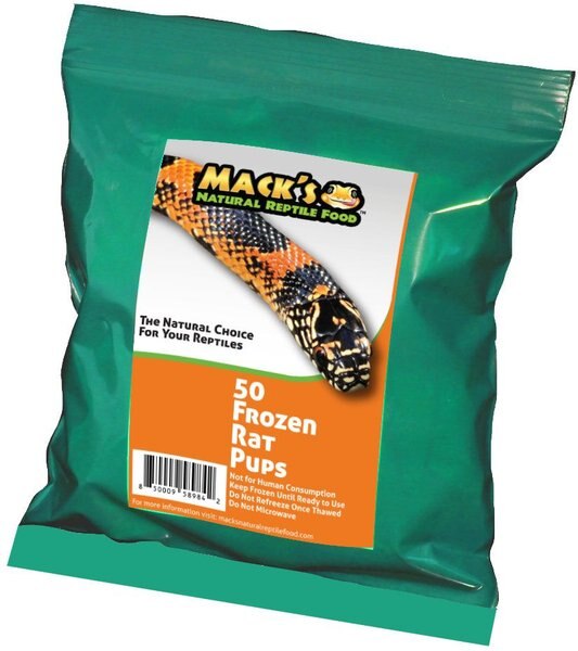 MACK'S NATURAL REPTILE FOOD Rat Pup Frozen Reptile Food, 50 count