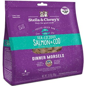Stella & Chewy's Sea-licious Salmon & Cod Dinner Morsels Freeze-Dried Raw Cat Food, 3.5-oz bag