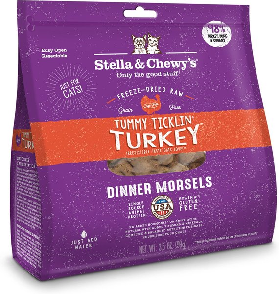 Stella & Chewy's Tummy Ticklin' Turkey Dinner Morsels Freeze-Dried Raw Cat Food, 3.5-oz bag slide 1 of 9