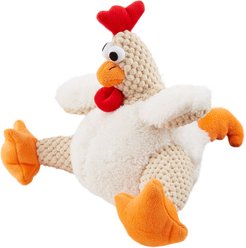 GoDog Checkers Chew Guard Rooster Squeaky Plush Dog Toy, Large