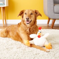 GoDog Checkers Chew Guard Rooster Squeaky Plush Dog Toy, Large slide 2 of 5