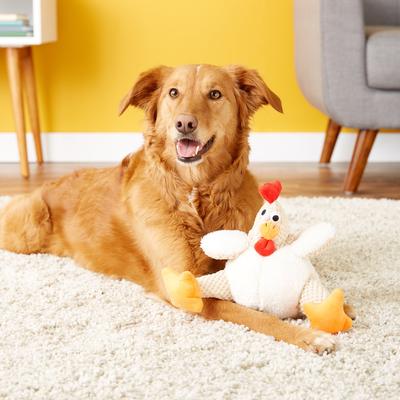 Show full view: GoDog Checkers Chew Guard Rooster Squeaky Plush Dog Toy, Large slide 3 of 9