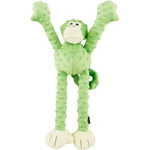GoDog Crazy Tugs Monkey Chew Guard Dog Toy, Lime, Large