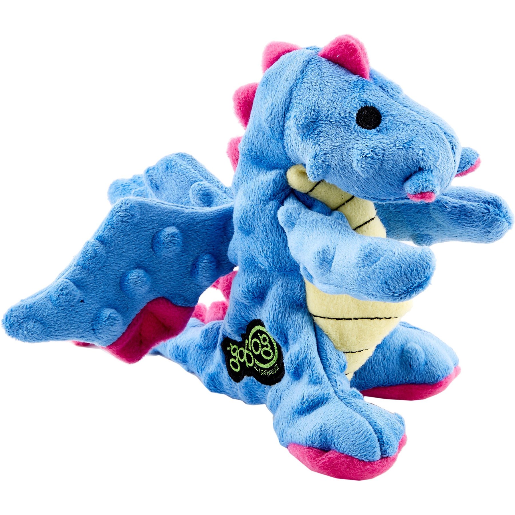 GoDog GoDog Dragons Chew Guard Squeaky Plush Dog Toy, Periwinkle, Small