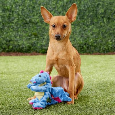 Show full view: GoDog Dragons Chew Guard Squeaky Plush Dog Toy, Periwinkle, Small slide 3 of 10