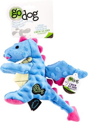 Show full view: GoDog Dragons Chew Guard Squeaky Plush Dog Toy, Periwinkle, Small slide 4 of 10
