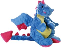 GoDog Dragons Chew Guard Squeaky Plush Dog Toy, Periwinkle, Large