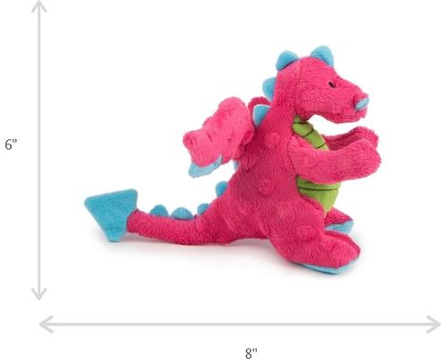 Show full view: GoDog Dragons Chew Guard Squeaky Plush Dog Toy, Pink, Small slide 2 of 10
