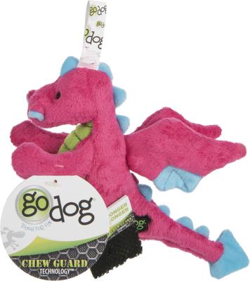 Show full view: GoDog Dragons Chew Guard Squeaky Plush Dog Toy, Pink, Small slide 8 of 10