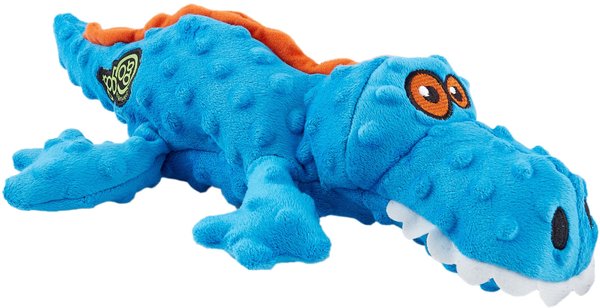 GoDog Gators Chew Guard Squeaky Plush Dog Toy, Blue, Large slide 1 of 7