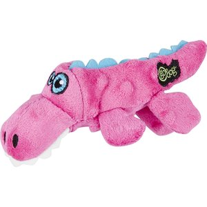 GoDog Just for Me Chew Guard Gators Squeaky Plush Dog Toy, Pink