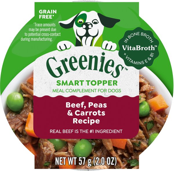 GREENIES Smart Topper Beef Peas Carrots Recipe Grain Free Wet Dog Food Topper 2 oz tray case of 10 Chewy