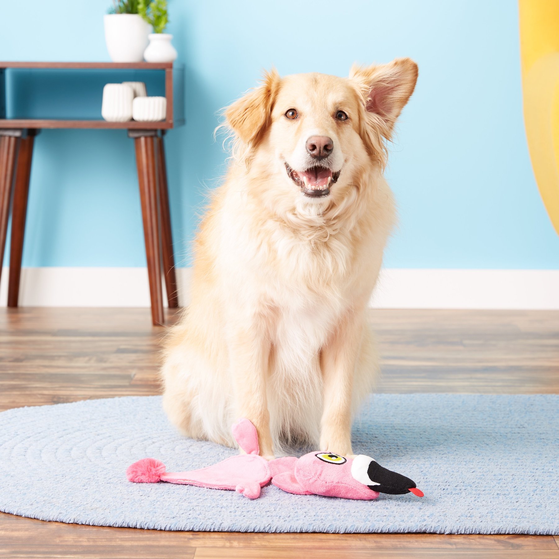 HEAR DOGGY!® Flattie Flamingo with Silent Squeak Technology™ Plush Dog Toy  