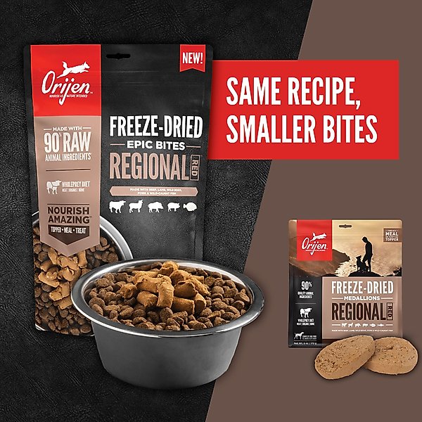 Show full view: ORIJEN Regional Red Epic Bites Freeze-Dried Dry Dog Food, 6-oz bag slide 6 of 17