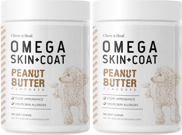 Chew Heal Peanut Butter Omega Skin Coat Supplement for Dogs