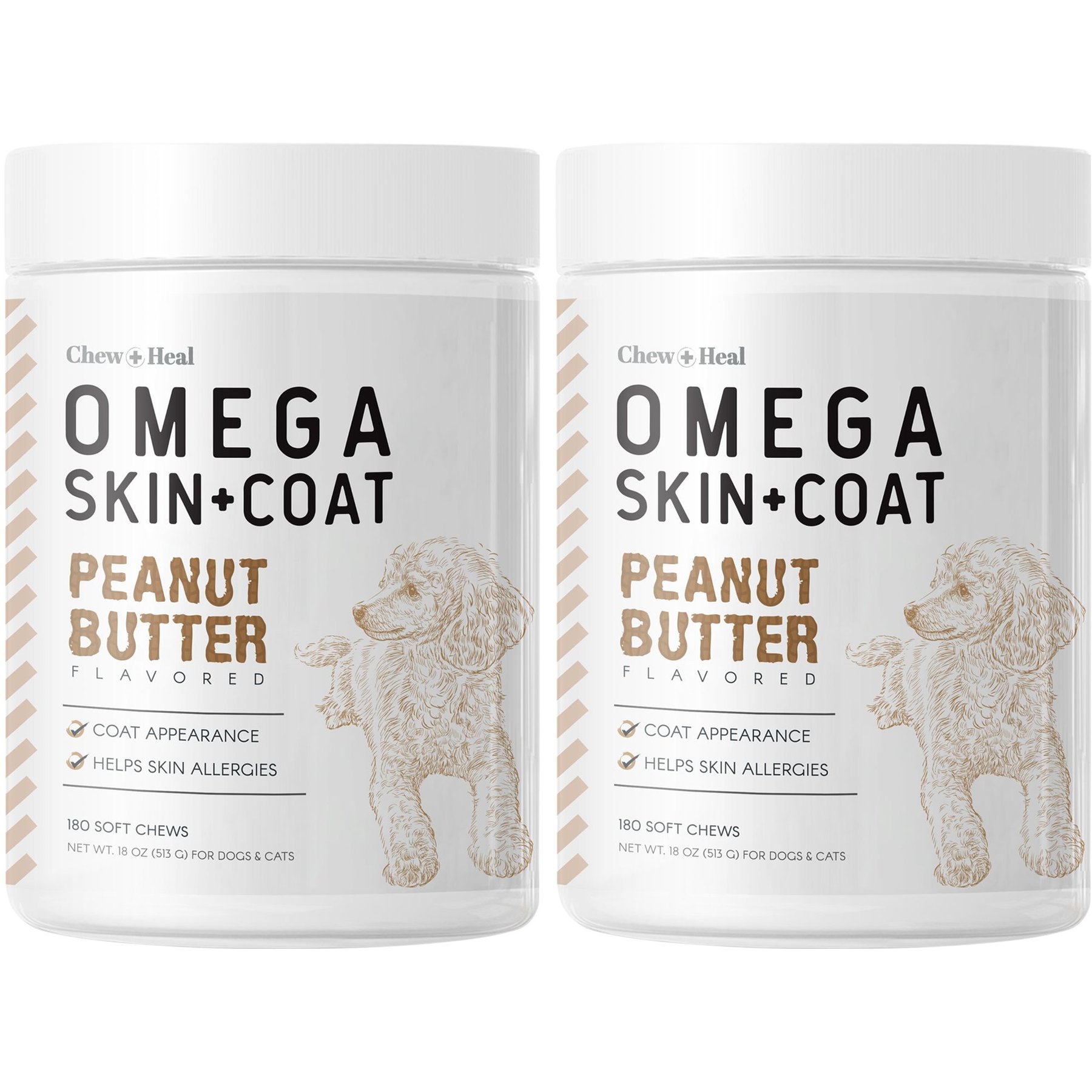 Chew Heal Peanut Butter Omega Skin Coat Supplement for Dogs