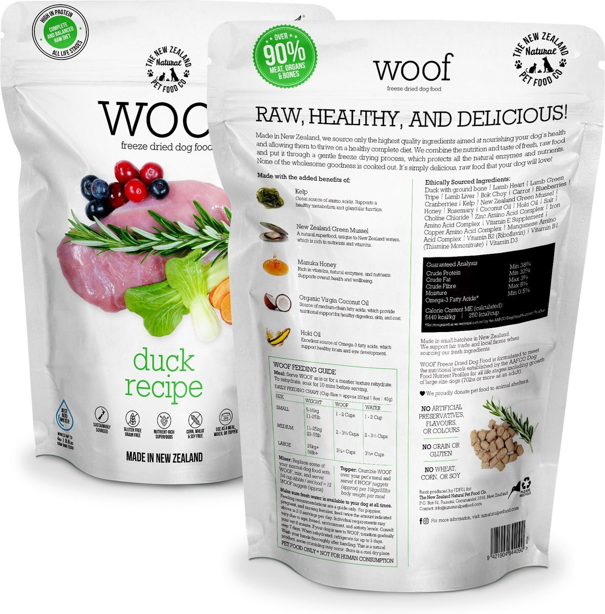 THE NEW ZEALAND NATURAL PET FOOD CO. Woof Duck Grain-Free Freeze-Dried ...