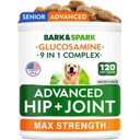 Bark&Spark Senior Advanced Glucosamine Hip & Joint Care Treat Supplement for Dogs, 120 count