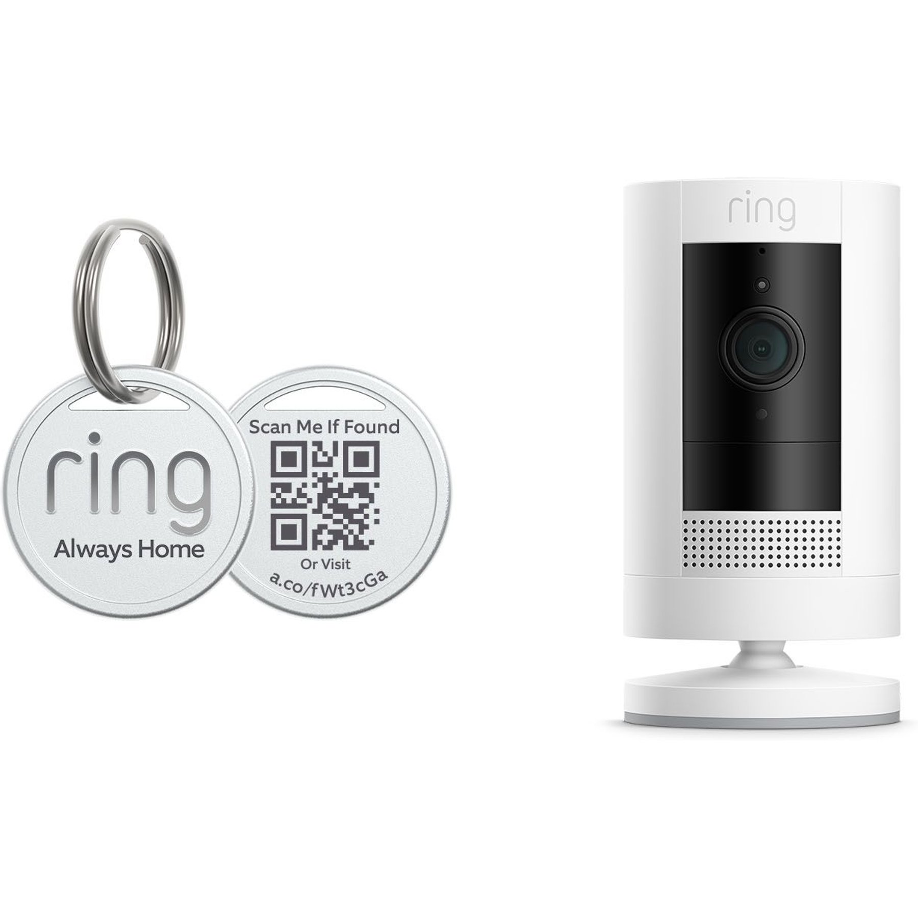Ring Stick up Camera Battery Pet Tag Bundle, White