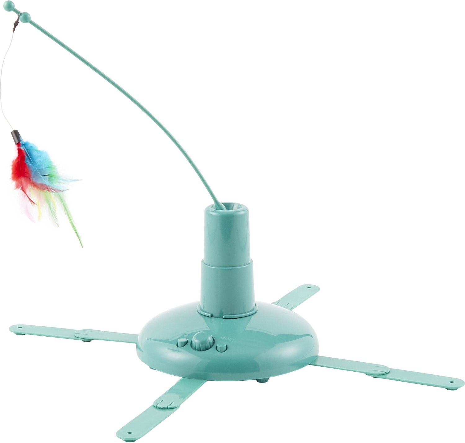 Battery Powered Loco Motion New Version Adjustable Speed Electronic Motion Cat Toy with Feathers Interactive Wand 