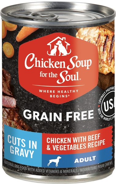 Chicken Soup for the Soul Chicken with Beef & Vegetables Recipe Grain-Free Canned Dog Food, 13-oz can, case of 12