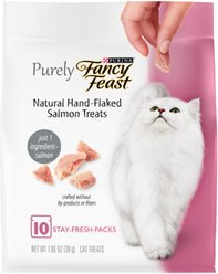 Purina Fancy Feast Purely Natural Hand-Flaked Salmon Soft Cat Treat, 10 count