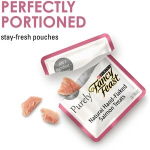 Purina Fancy Feast Purely Natural Hand-Flaked Salmon Soft Cat Treat, 10 count