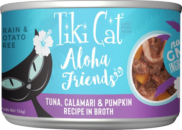 Tiki Cat Aloha Friends Tuna with Calamari & Pumpkin Grain-Free Wet Cat Food, 5.5-oz can, case of 8 slide 1 of 9