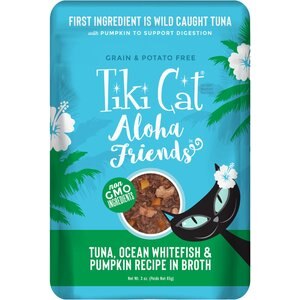 Tiki Cat Aloha Friends Tuna with Ocean Whitefish & Pumpkin Grain-Free Wet Cat Food, 3-oz pouch, case of 12