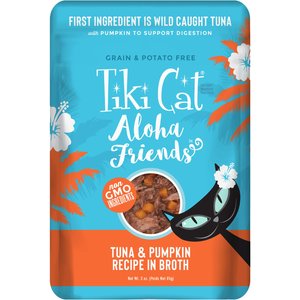Tiki Cat Aloha Friends Tuna with Pumpkin Grain-Free Wet Cat Food, 3-oz pouch, case of 12