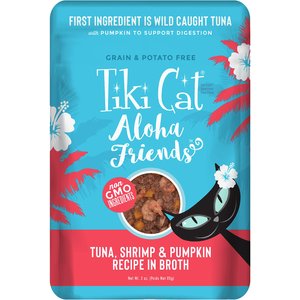 Tiki Cat Aloha Friends Tuna with Shrimp & Pumpkin Grain-Free Wet Cat Food, 3-oz pouch, case of 12