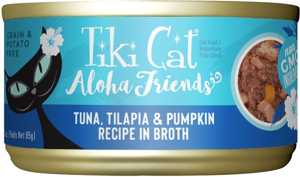 Tiki Cat Aloha Friends Tuna with Tilapia & Pumpkin Grain-Free Wet Cat Food, 3-oz can, case of 12 slide 1 of 10
