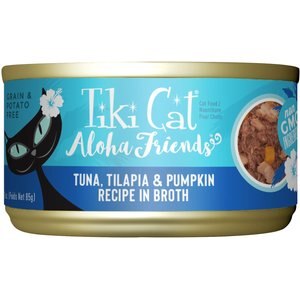 Tiki Cat Aloha Friends Tuna with Tilapia & Pumpkin Grain-Free Wet Cat Food, 3-oz can, case of 12