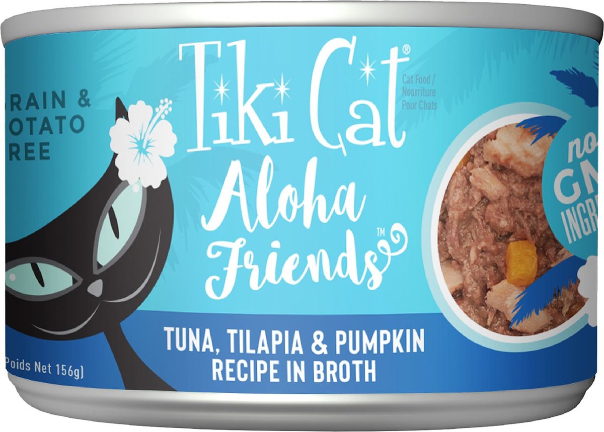 Tiki Cat Aloha Friends Tuna, Tilapia & Pumpkin Recipe in Broth Grain-Free Wet Cat Food