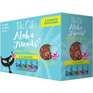 Tiki Cat Aloha Friends Variety Pack Grain-Free Wet Cat Food, 3-oz pouch, case of 12