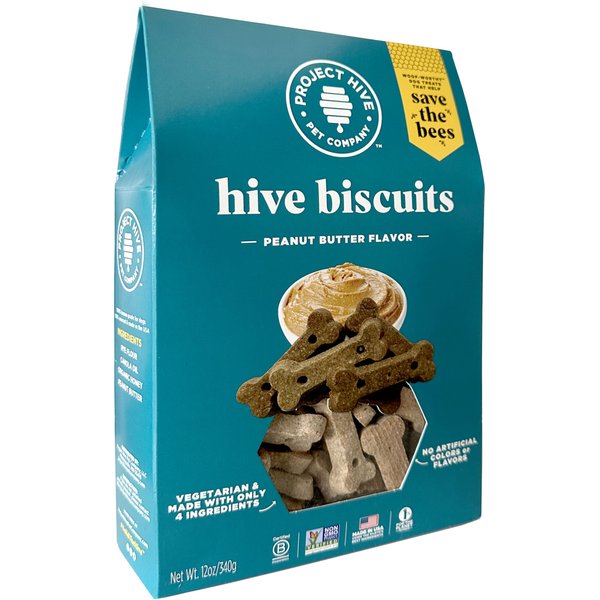 Project Hive Pet Company Peanut Butter Biscuit Crunchy Dog Treats, 12-oz box