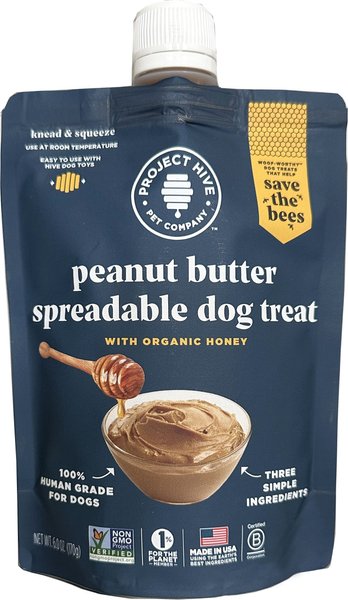 Project Hive Pet Company Peanut Butter Spread Lickable Dog Treat, 6-oz pouch