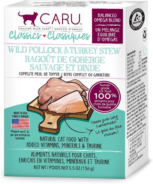 CARU Classics Wild Pollock Turkey Stew Wet Cat Food 5.5 oz box case of 12 Chewy