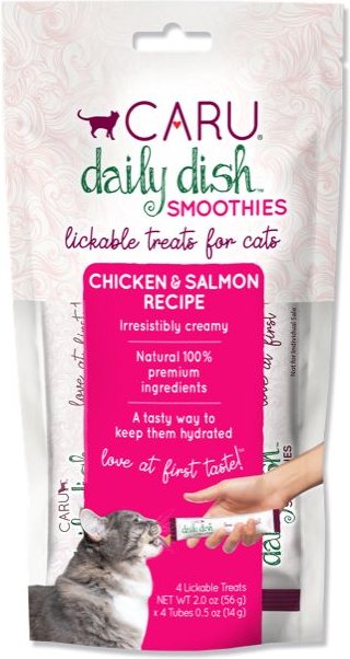 CARU Daily Dish Chicken & Salmon Smoothies Lickable Cat Treats, 2-oz ...