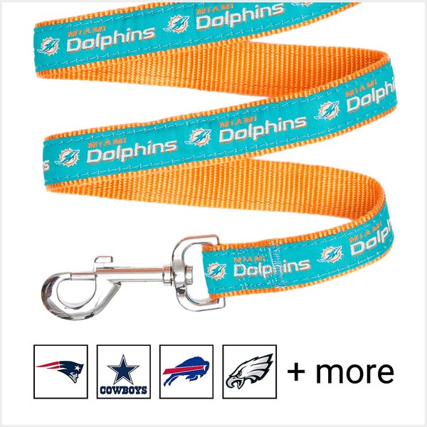 Pets First NFL Nylon Dog Leash, Miami Dolphins, Medium: 4-ft long, 5/8-in wide slide 1 of 5